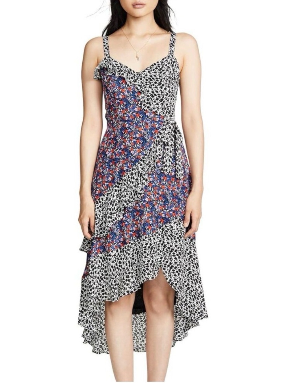 Parker Kathy Floral Animal Print Silk Combo Midi Dress